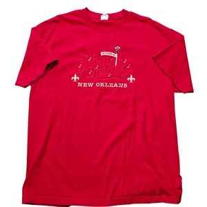 Vinatge French Quarter New Orleans Graphic T Shirt Bourbon Street Red Mens XL